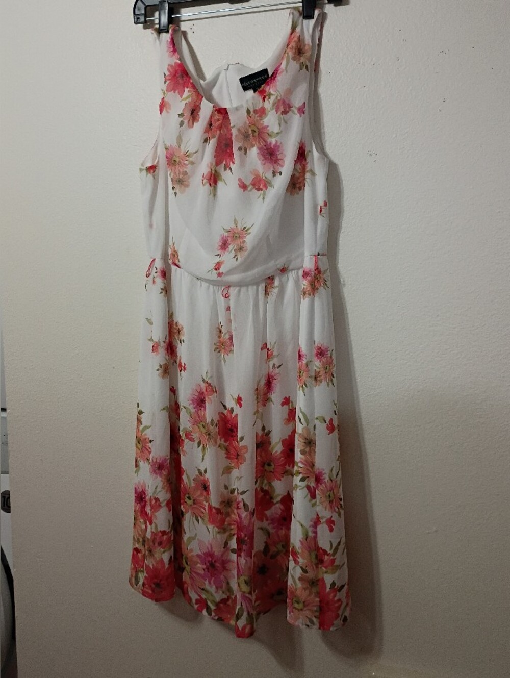 connected apparel White Dress with Pink Floral Print